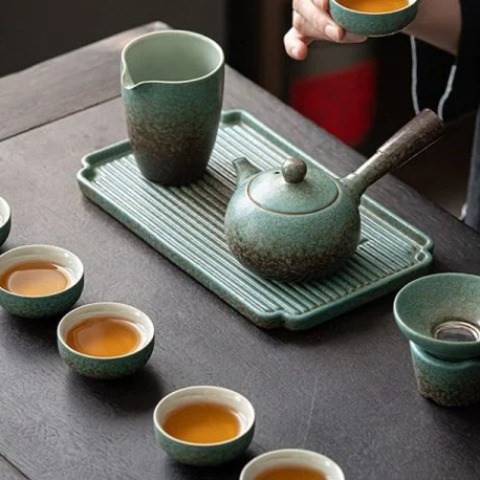 Bộ Trà Gốm Xanh Men Cổ