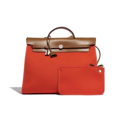 TÚI Hermès Herbag 39 Vache Hunter Toile Militaire Capucine