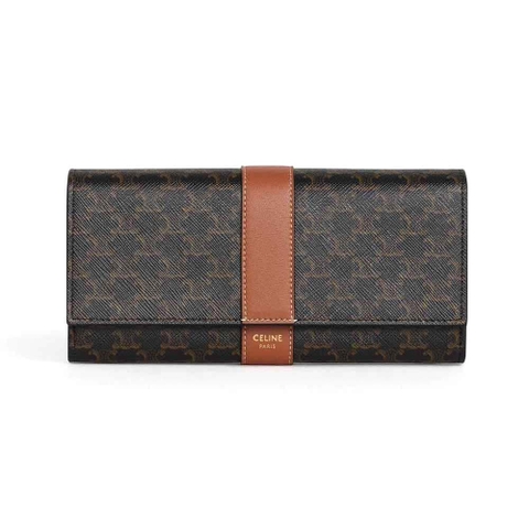 VÍ CELINE Large Flap Wallet in Triomphe Canvas and Lambskin