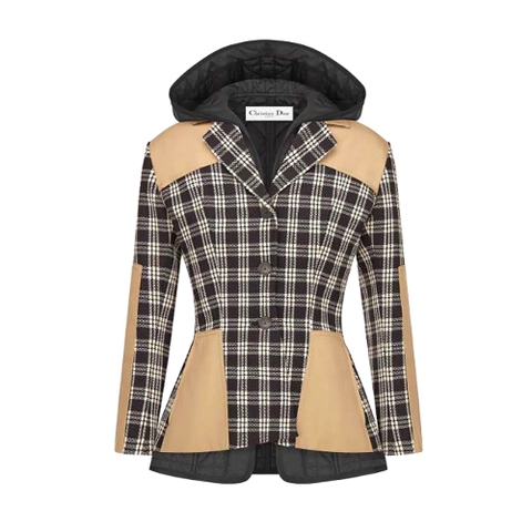 ÁO Dior Women 2-in-1 Jacket Black and White Check’n’Dior Wool