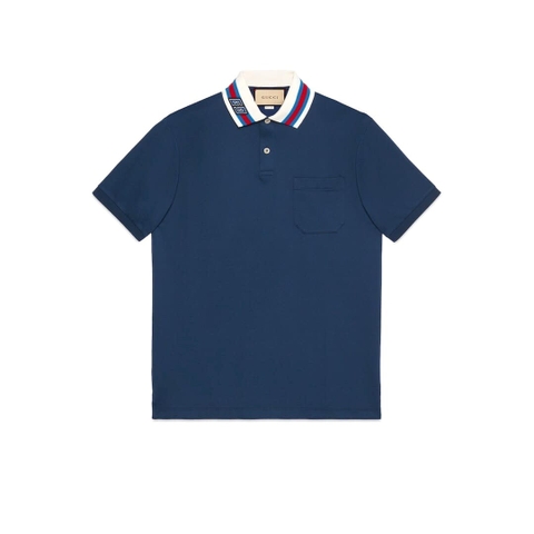 ÁO GUCCI GG POLO SHIRT MÀU XANH ĐẬM UNISEX