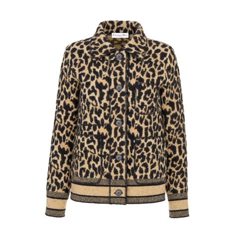 ÁO Dior Women Caro Jacket Beige Multicolor Mizza Technical Wool Knit