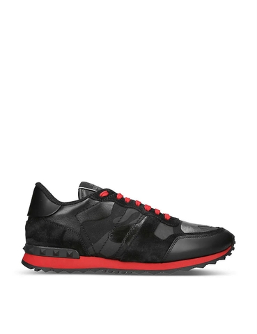 GIÀY VALENTINO GARAVANI Studded camouflage-print leather trainer