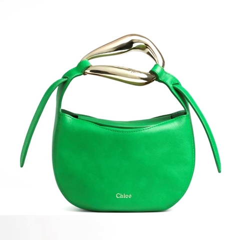 TÚI Chloe Women Kiss Small Purse in Small Grain Calfskin-Green