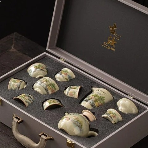 Bộ Trà Men Rạn Vẽ Sơn Thủy