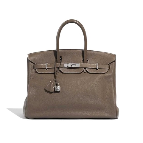 TÚI Hermès Birkin 35 Togo Etoupe Silver Buckle khóa trắng