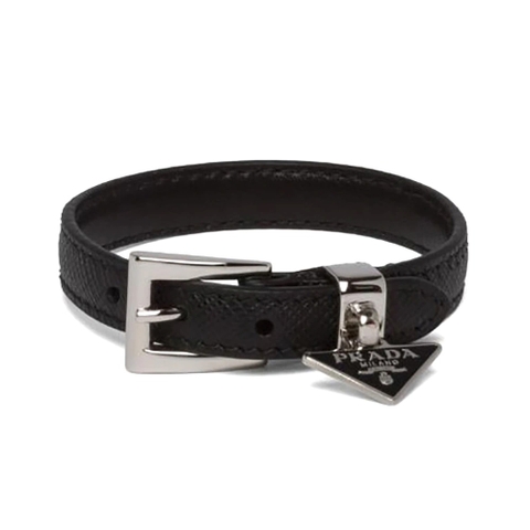 VÒNG TAY Prada Saffiano Leather Bracelet-Black