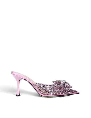 GIÀY MACH & MACH Carrie crystal-embellished PVC and leather heeled mules