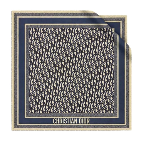 KHĂN Dior Women Dior Oblique Square Scarf Navy Blue Silk Twill