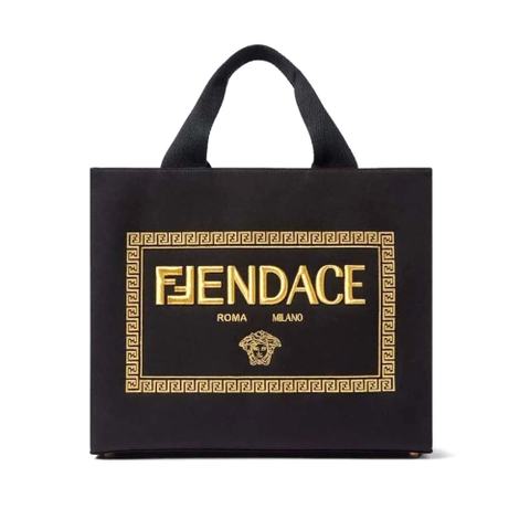 TÚI Versace Women Fendace Logo Medium Tote Bag-Black