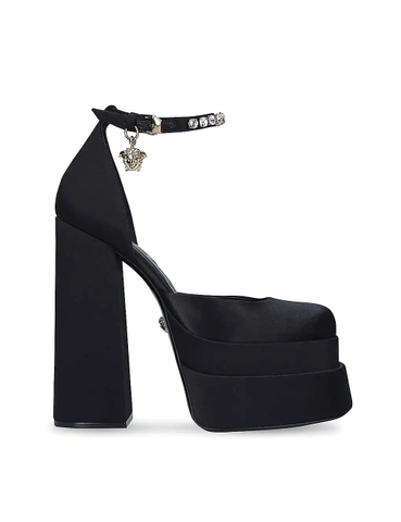 GIÀY VERSACE Medusa Aevitas embellished satin platform courts
