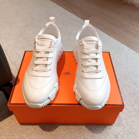 GIÀY HERMES BOUNCING SNEAKER LOW SPORTS EMBOSSED CROC WHITE