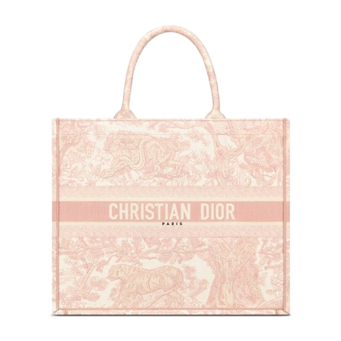 TÚI Dior Women Dior Book Tote Pink Toile de Jouy Embroidery