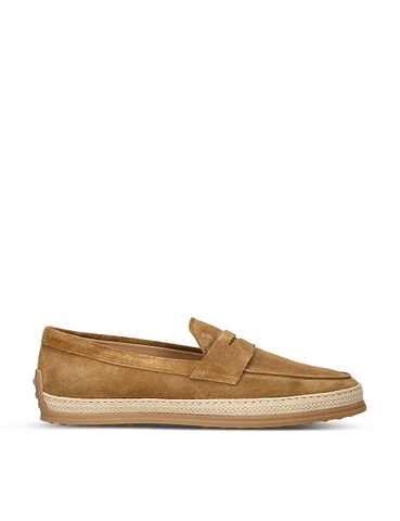 GIÀY TODS Raffia Penny suede loafers