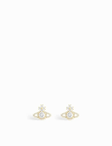 BÔNG TAI VIVIENNE WESTWOOD Valentina yellow gold-toned brass and crystals stud earrings