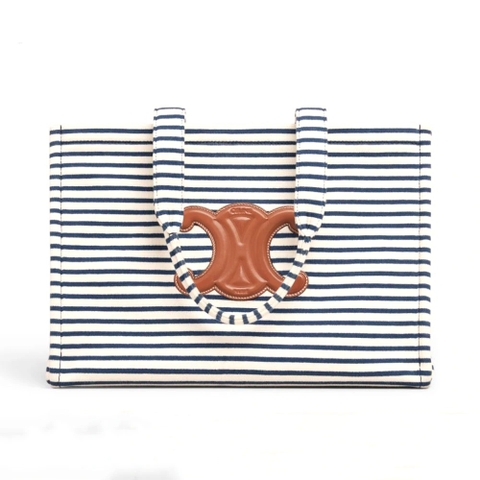 TÚI Celine Women Large Cabas Thais in Striped Textile