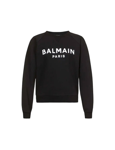 ÁO BALMAIN Logo-flocked cotton-jersey sweatshirt