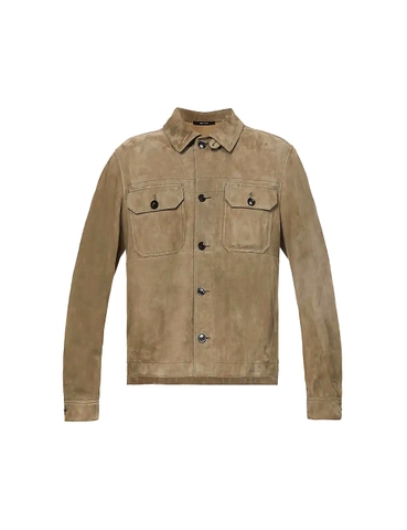 ÁO TOM FORD Collared regular-fit suede overshirt