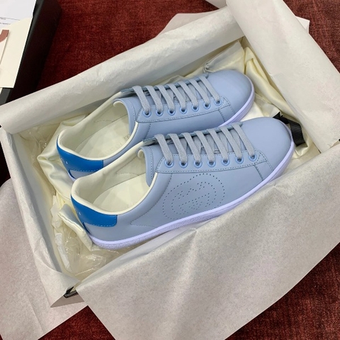 GIÀY GUCCI Leather Ace Sneakers Interlocking GG Blue