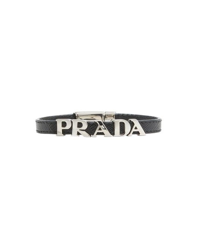 Prada Black Saffiano Logo Bracelet