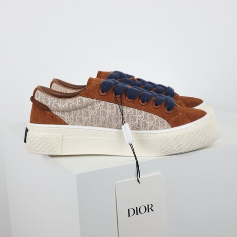 GIÀY DIOR B33 SUEDE OBLIQUE GREY AND DARK BROWN