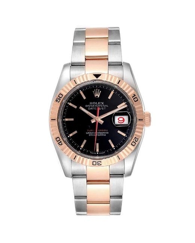 ĐỒNG HỒ ROLEX Black 18k Rose Gold And Stainless Steel Turnograph Datejust automatic