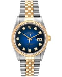 ĐỒNG HỒ ROLEX Blue Diamonds 18k Yellow Gold And Stainless Steel Datejust automatic