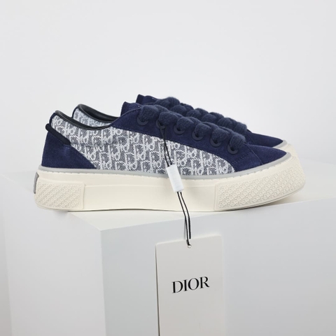 GIÀY DIOR B33 SUEDE OBLIQUE GREY AND DARK BLUE
