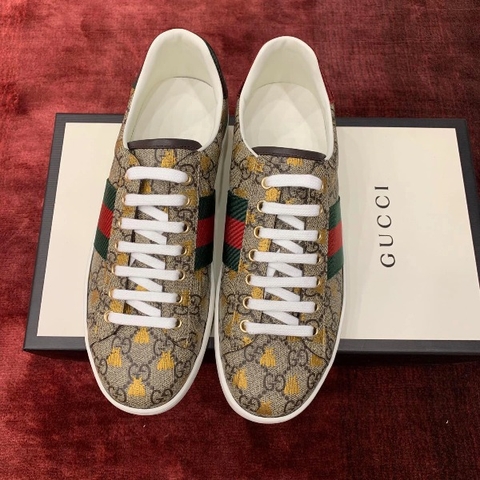 GIÀY GUCCI Leather Ace Sneakers Bee Motif