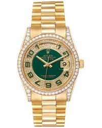 ĐỒNG HỒ ROLEX Enamel Green Diamond 18K Yellow Gold automatic