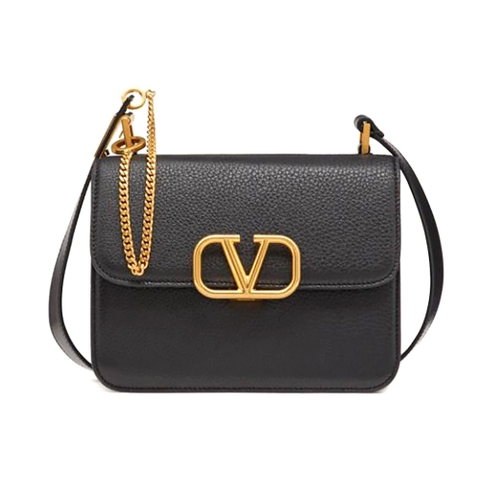 TÚI Valentino Vsling Grainy Calfskin Choulder Bag with Contrast Stitching