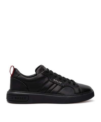 GIÀY BALLY MAXIM BLACK LEATHER LOGO SNEAKERS
