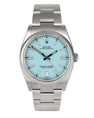 Đồng hồ Rolex Oyster Perpetual Turquoise Dial 36 mặt số màu xanh ngọc lam