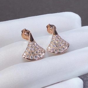 Bông tai BVLGARI Divas Dream Pave Diamonds vàng hồng 18K