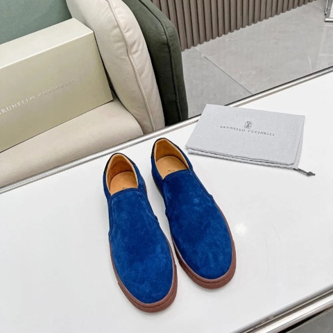 GIÀY BRUNELLO CUCINELLI Suede Blue Slip on shoes