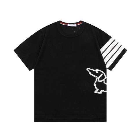 ÁO THOM BROWNE T SHIRT BLACK MÀU ĐEN DỆT KIM