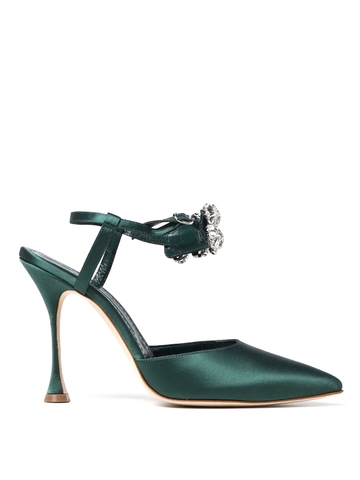 GIÀY MANOLO BLAHNIK Emerald satin high heel shoes