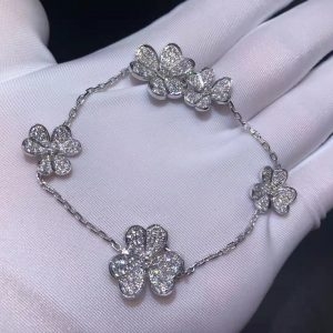 Vòng tay Van Cleef & Arpels Frivole 5 flowers Diamond vàng trắng 18K