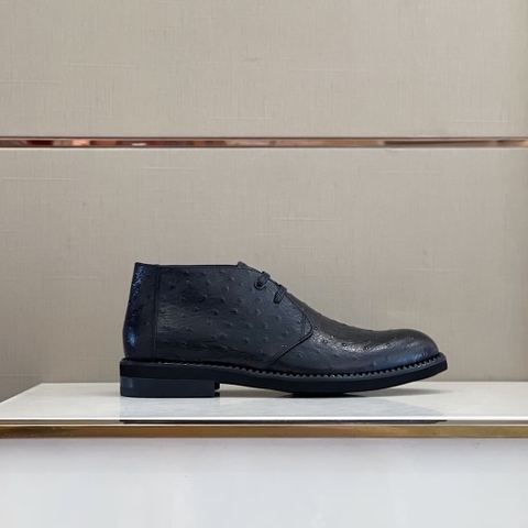 GIÀY SALVATORE FERRAGAMO DESERT BOOT OSTRICH DA ĐÀ ĐIỂU BLACK TOP QUALITY SHOES AAA