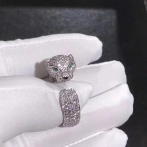 Nhẫn Cartier Panthère de Cartier đính kim cương vàng trắng 18K