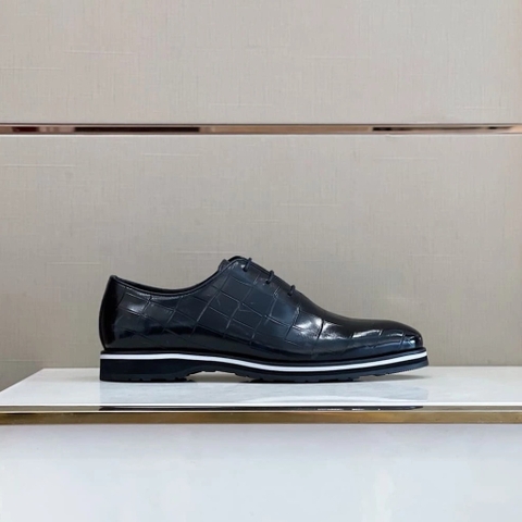 GIÀY BERLUTI OXFORD BLACK EMBOSSED CROCO HANDMADE TOP QUALITY SHOES AAA
