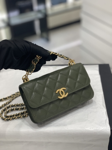TÚI CHANEL Mini WOC Caviar Olive xanh Oliu da HAAS
