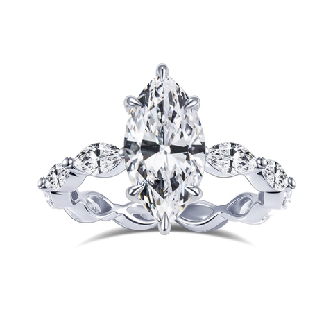 Nhẫn kim cương đơn hình Marquise 3.05CT vàng trắng 18K