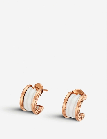 Bông tai BVLGARI B.zero1 18kt pink-gold and ceramic earrings vàng hồng 18K