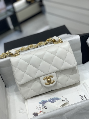 TÚI CHANEL CF mini 17 white trắng da HAAS