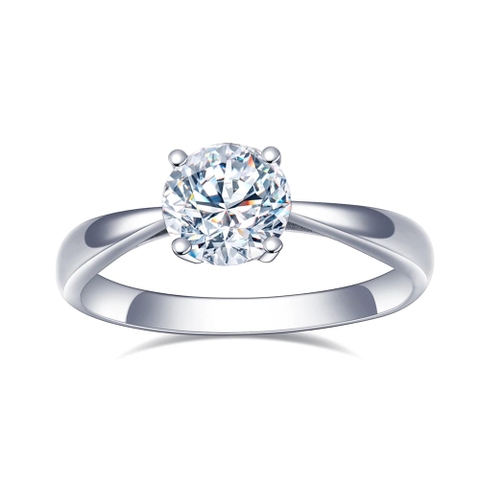 Nhẫn kim cương nhân tạo cắt tròn 1CT 2CT kiểu solitaire DF VS1 VVS2 vàng trắng 18K