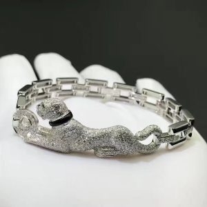 Vòng tay Cartier Panthère de Cartier đính kim cương vàng trắng 18K