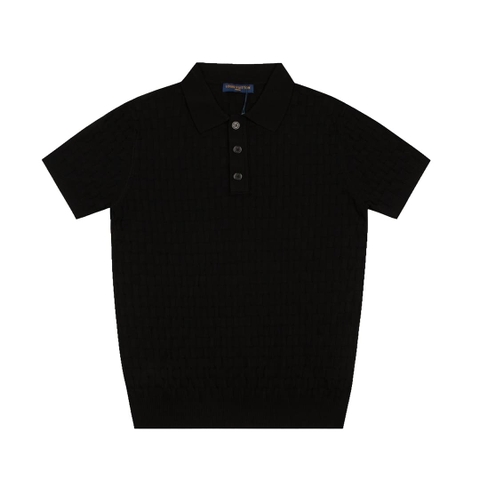 ÁO LOUIS VUITTON POLO SHIRT BLACK MÀU ĐEN THUN DỆT KIM
