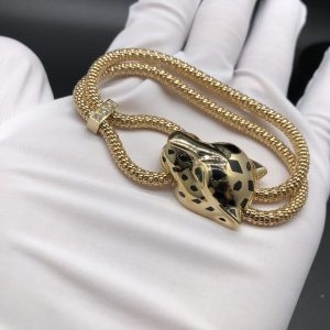 Vòng tay Cartier Panthere Onyx đen vàng hồng 18K