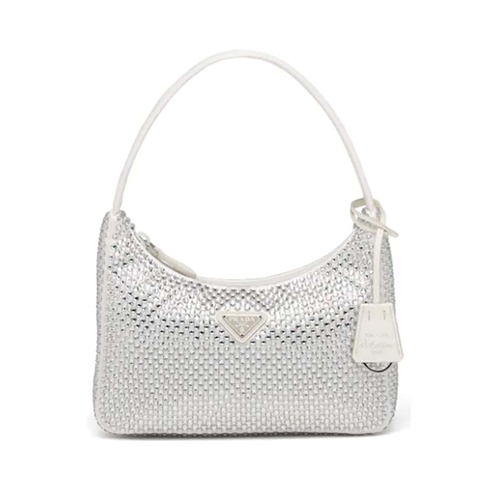 TÚI Prada Satin Mini-Bag with Artificial Crystals-White